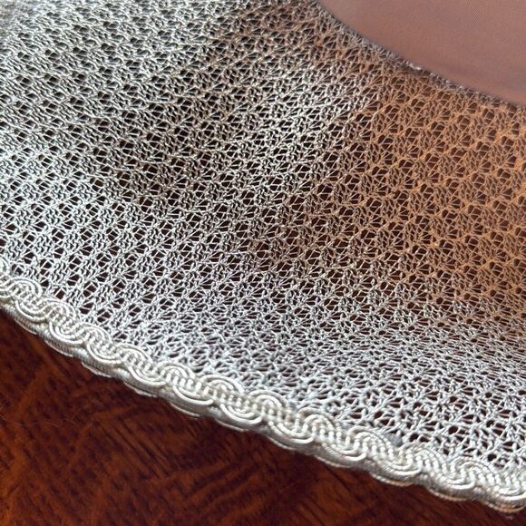 Vintage Whittal & Javits Silver Metallic Open Weave Mesh Large Tricorn Derby Hat - Picture 7 of 16